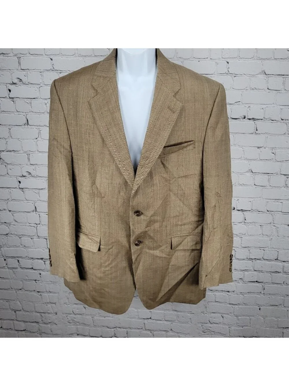 Lauren Ralph Lauren Tan Silk Wool 2 Button Vented Notch Blazer Sport Coat 43R
